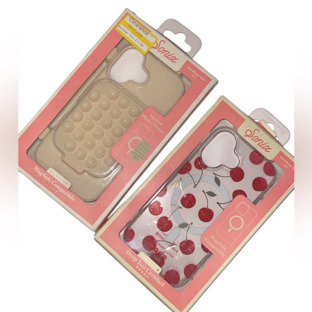 Sonix Pink Cherry Glitter & Cream Bubble iPhone Case Duo